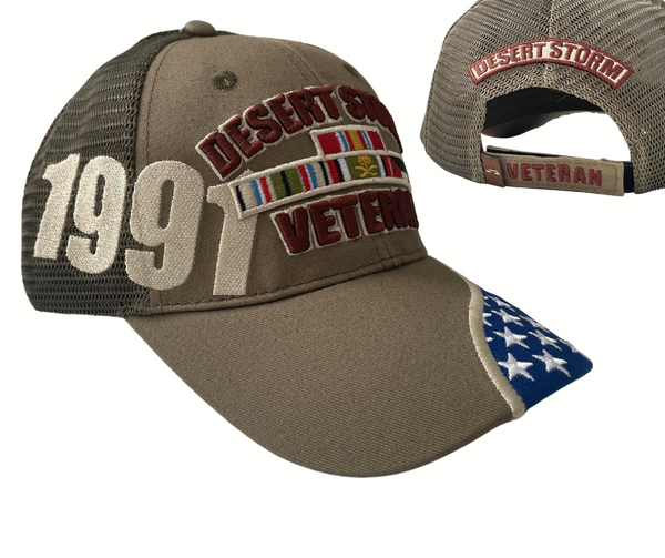 EXCLUSIVE Olive Green Desert Storm Veteran Hat (with flag)