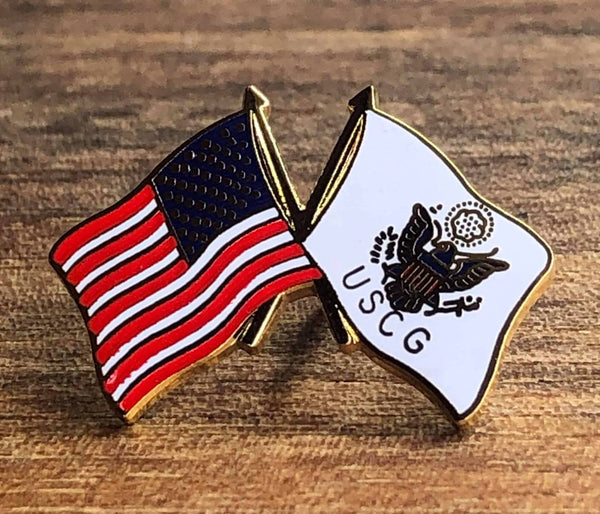 USA/Coast Guard Flags Lapel Pin